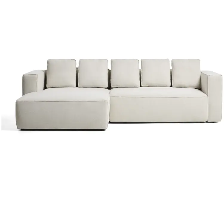 3-местный диван-кровать Marela бежевый шенилл с кушеткой слева, 276 см