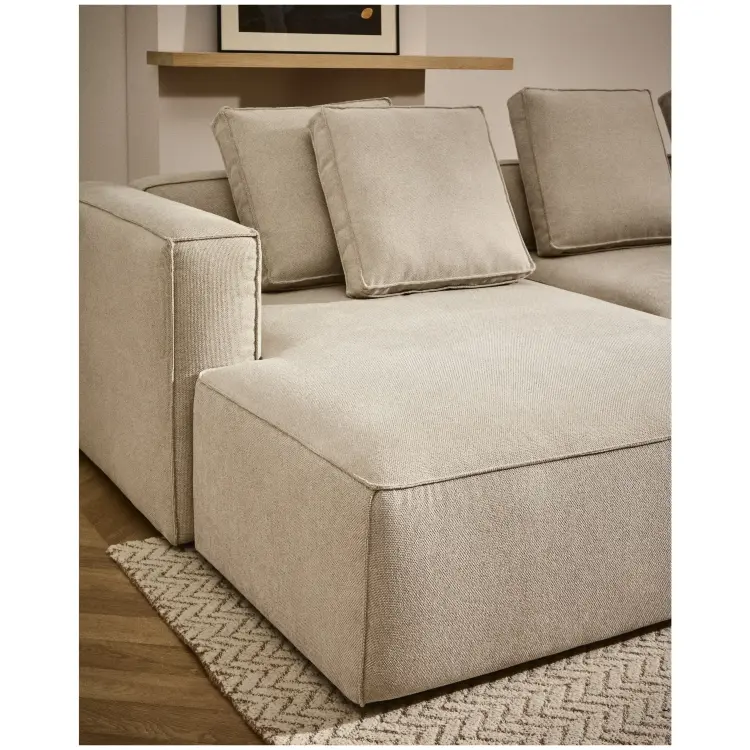 3-местный диван-кровать Marela бежевый шенилл с кушеткой слева, 276 см