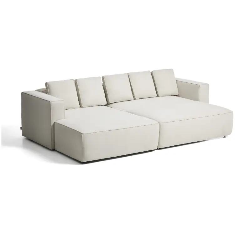 3-местный диван-кровать Marela бежевый шенилл с кушеткой слева, 276 см