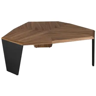 Ассиметричный журнальный столик 2136/MH2302A из ореха и черного ПВХ