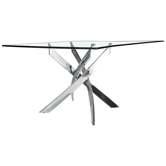 Стол обеденный прямоугольный F2133 /1061 стекло 160x95 с ножками из нержавеющей стали