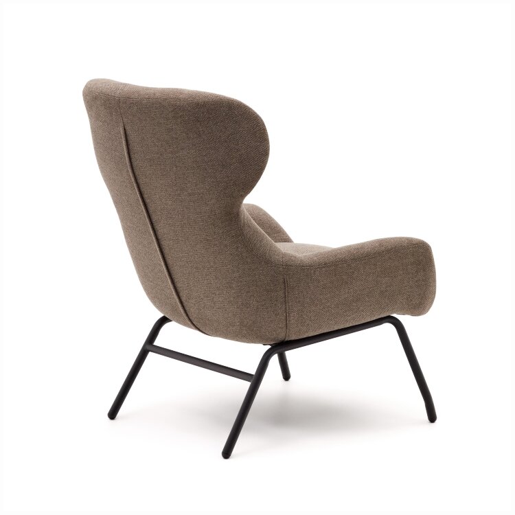 Belina Кресло из светло-коричневой синели и стали с черной отделкой