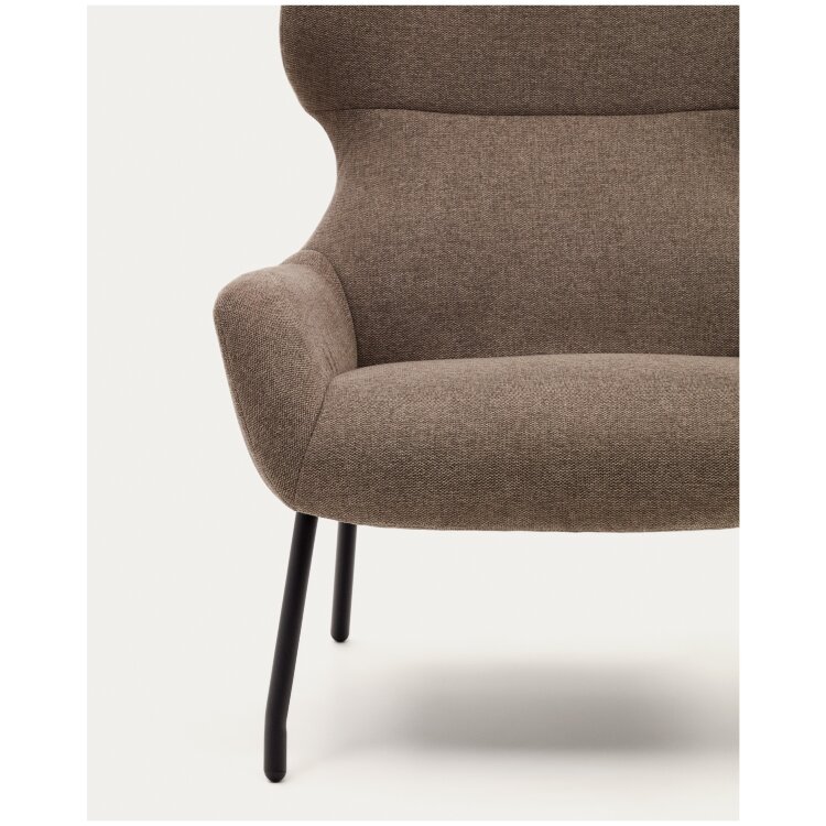 Belina Кресло из светло-коричневой синели и стали с черной отделкой