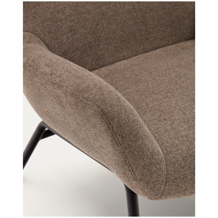 Belina Кресло из светло-коричневой синели и стали с черной отделкой