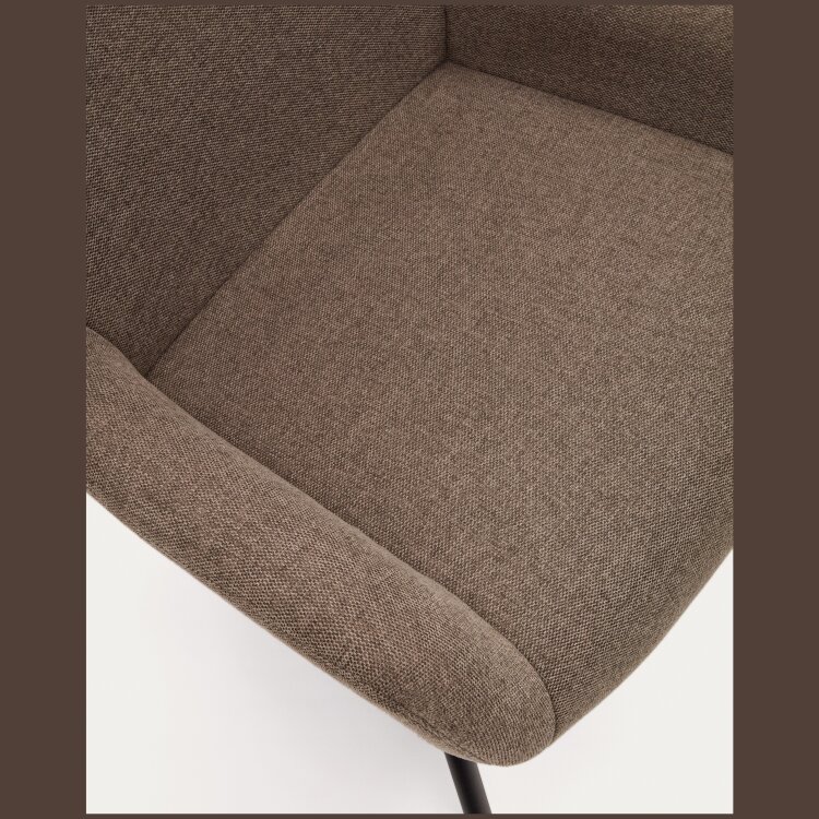 Belina Кресло из светло-коричневой синели и стали с черной отделкой