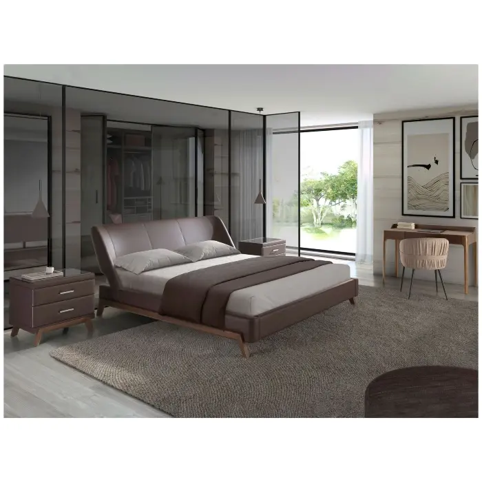 Кровать 7159/GC1713 из экокожи шоколадно-коричневого цвета