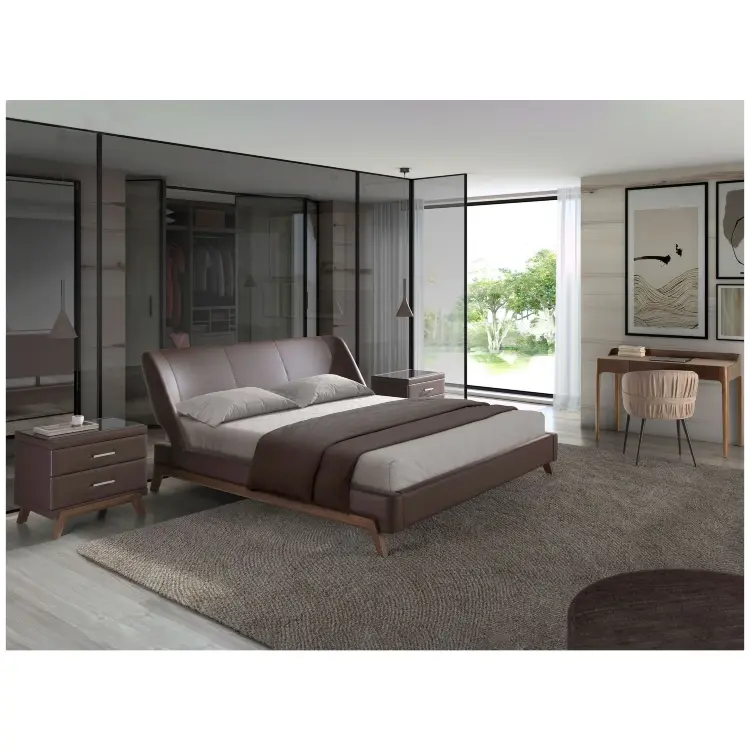 Кровать 7159/GC1713 из экокожи шоколадно-коричневого цвета