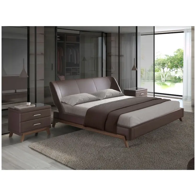 Кровать 7159/GC1713 из экокожи шоколадно-коричневого цвета