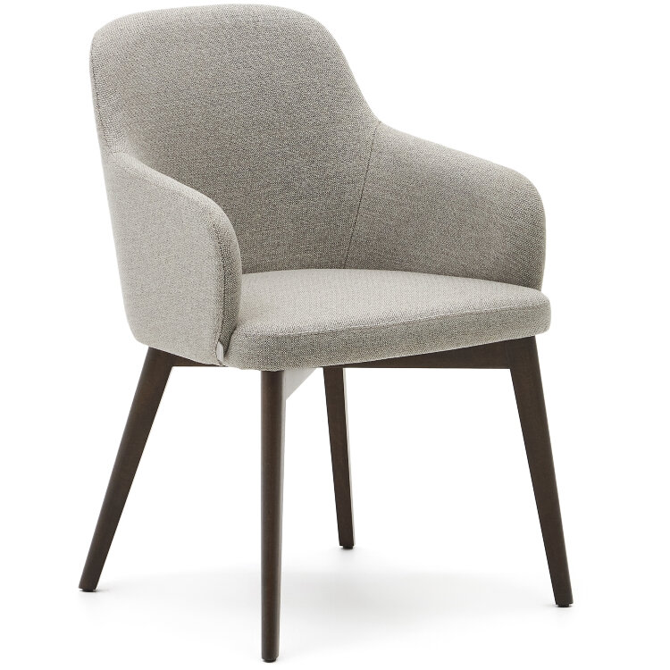 Стул Nelida из коричневой синели с ножками в темной отделке