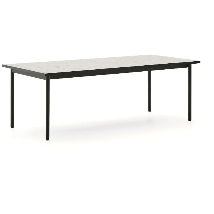 Уличный стол Maurina из стали зелёного цвета с керамической плиткой цвета экрю 223 x 101 см