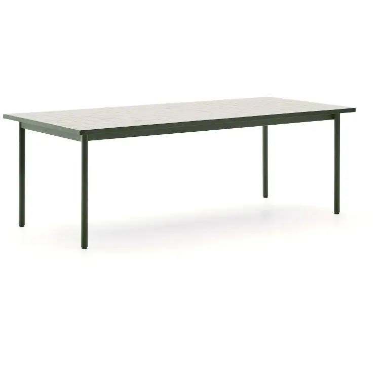 Уличный стол Maurina из стали зелёного цвета с керамической плиткой цвета экрю 223 x 101 см