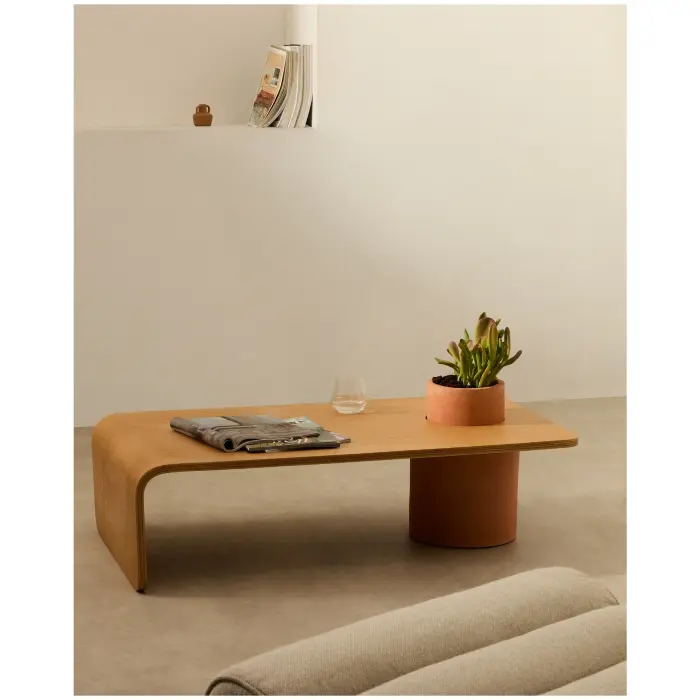 Журнальный столик Olaria терракотовый с дубовым шпоном натуральной отделки 110 x 60