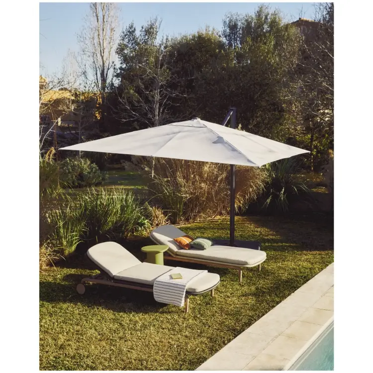 Бежевый консольный зонт Noli с графитовой алюминиевой конструкцией, 300 x 300 см