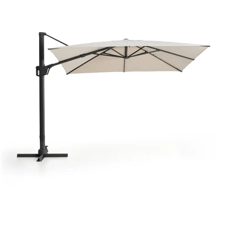 Бежевый консольный зонт Noli с графитовой алюминиевой конструкцией, 300 x 300 см