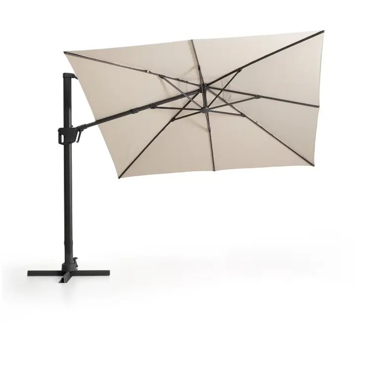 Бежевый консольный зонт Noli с графитовой алюминиевой конструкцией, 300 x 300 см