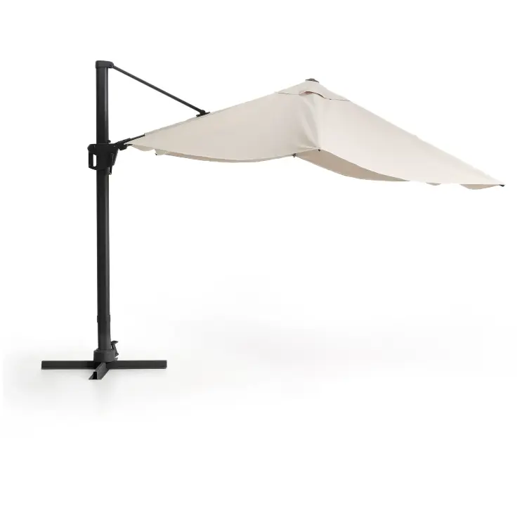 Бежевый консольный зонт Noli с графитовой алюминиевой конструкцией, 300 x 300 см