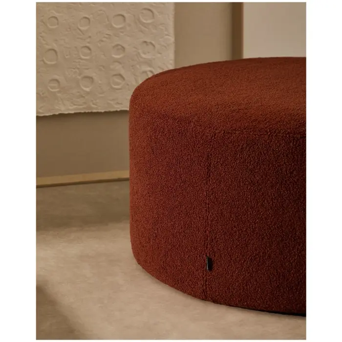 Kaeli Пуф для ног со съемным чехлом из терракотового букле Ø 90