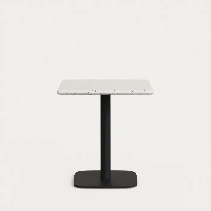 Барный стол Saura из черного металла со столешницей из белой терраццо