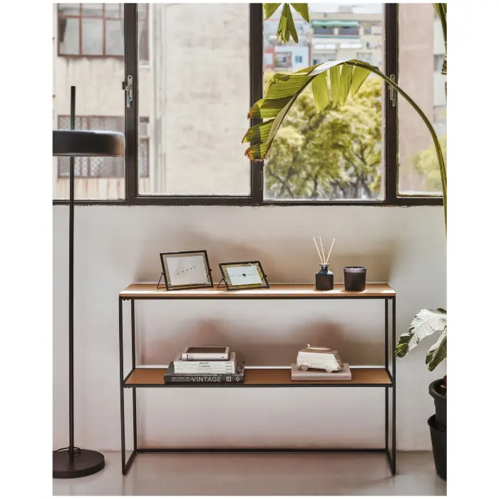 Yoana Консоль из дубового шпона и черного металла 120 x 80 cm