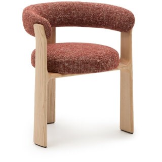 Granite Стул на 3 ножках из терракотового шенилла и массива ясеня в натуральной отделке