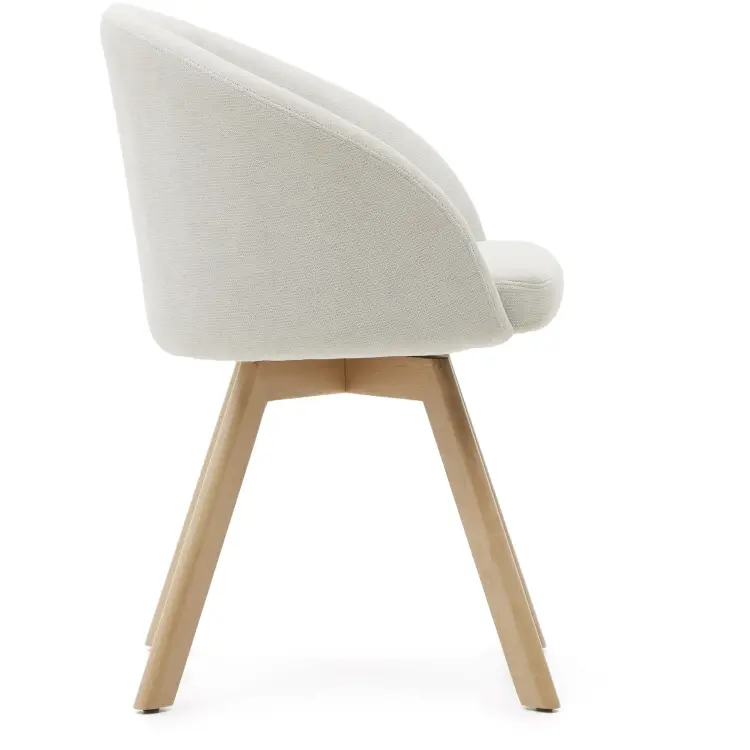 Marvin Поворотный стул из бежевой синели с ножками из ясеня