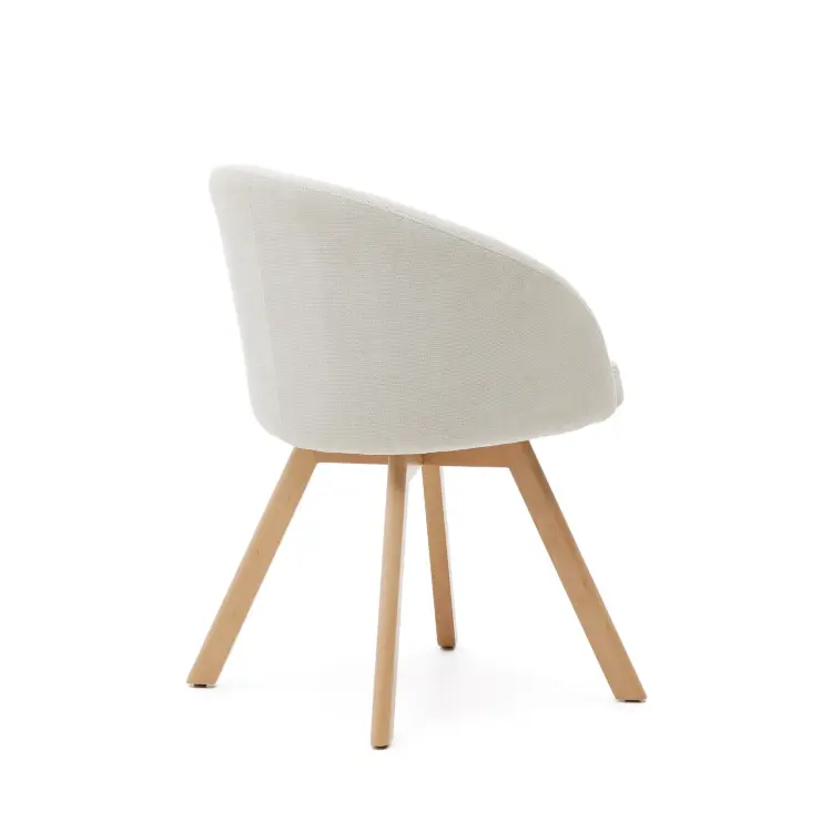 Marvin Поворотный стул из бежевой синели с ножками из ясеня