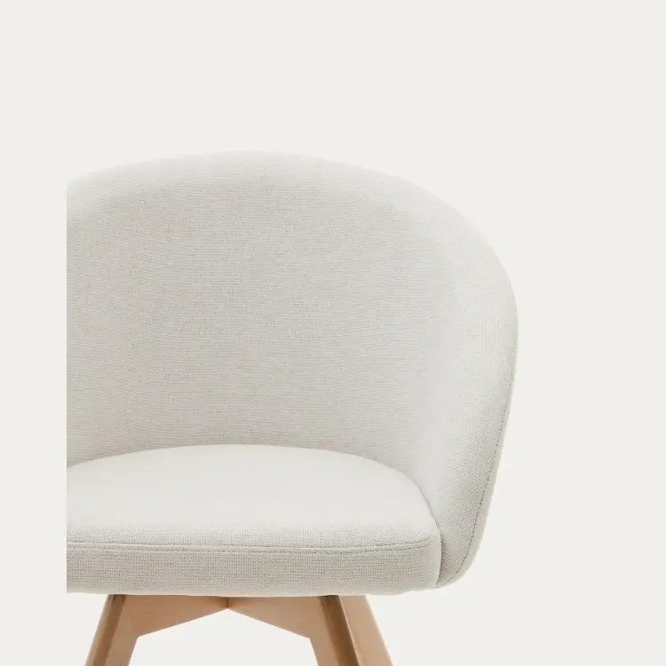 Marvin Поворотный стул из бежевой синели с ножками из ясеня