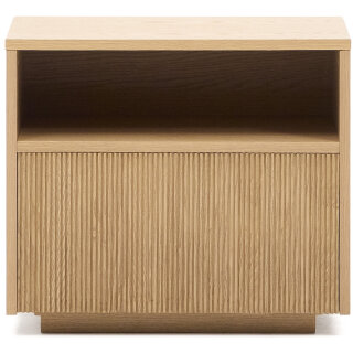 Прикроватная тумбочка Helvine с 1 ящиком из дубового шпона 60 x 52 см