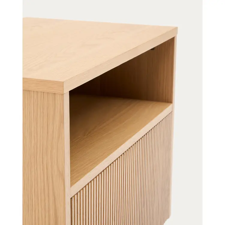 Прикроватная тумбочка Helvine с 1 ящиком из дубового шпона 60 x 52 см