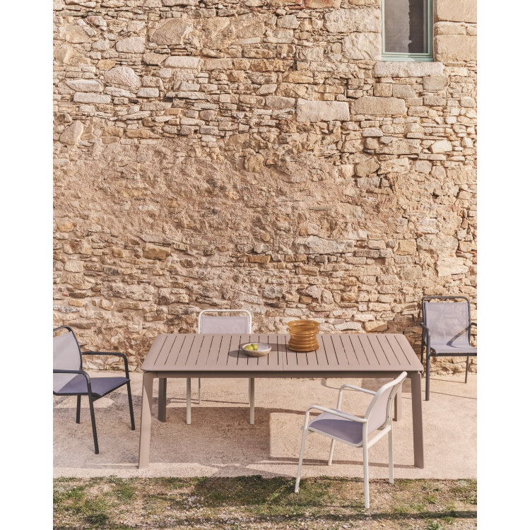 Раздвижной уличный стол Brela из алюминия цвета taupe 205(287) x 100 см