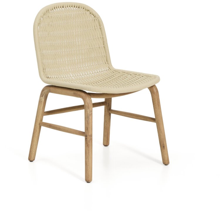 Уличный стул Alipa из массива акации и веревки цвета экрю