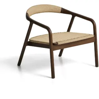 Кресло уличное Derile из дуба с отделкой орех и бежевой веревки