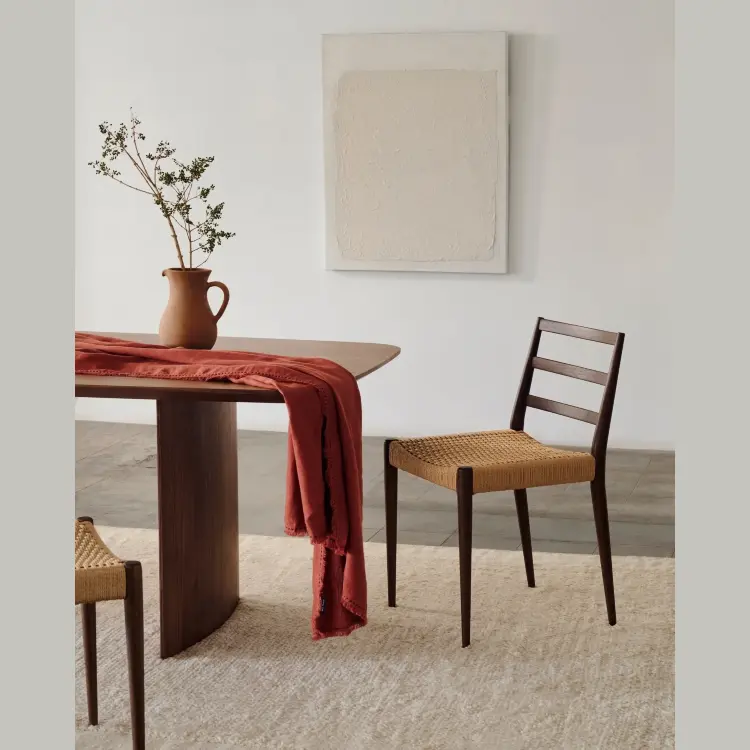 Analy Стул из массива дуба с отделкой орех и сиденьем из 100% веревки