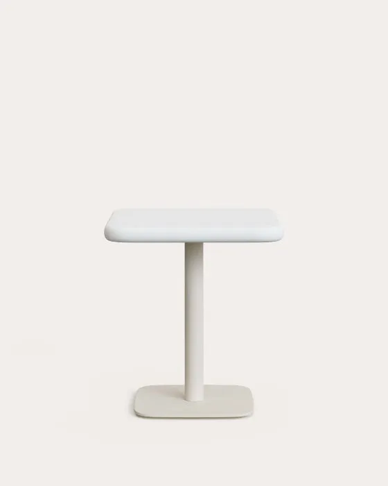 Уличный стол Dina белый из цемента и стали со столешницей 70х70 см