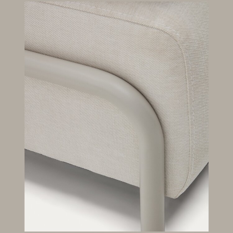 Compo 3-х местный диван из бежевой синели и серого металла с большим подносом 232 см