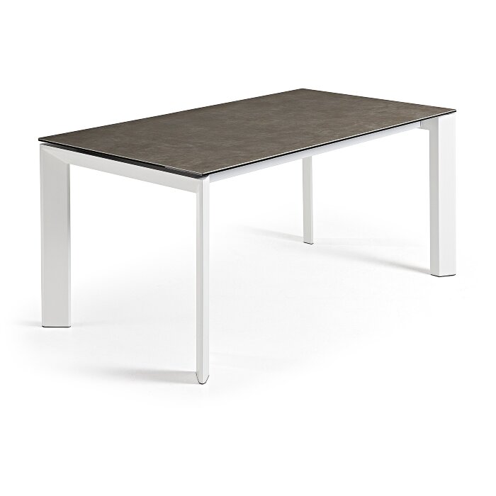 Стол Atta 160 (220)x90 керамика Vulcano Ash, белые ножки