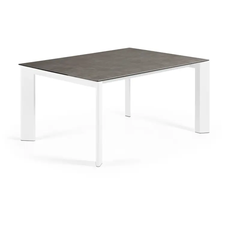 Стол Atta 160 (220)x90 керамика Vulcano Ash, белые ножки