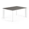 Стол Atta 160 (220)x90 керамика Vulcano Ash, белые ножки