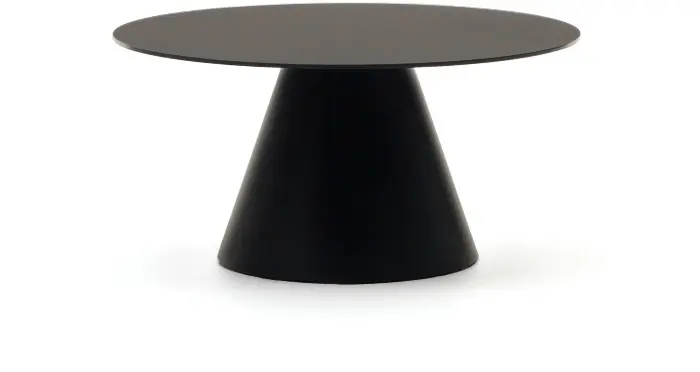 Журнальный столик Wilshire из закаленного стекла и металла с матовой черной отделкой, Ø 80 см