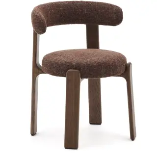 Granite Стул на 4 ножках из коричневого шенилла и массива ясеня в отделке орех