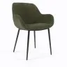 Стул Konna из толстого вельвета темно-зеленого цвета со стальными ножками с черной отделкой
