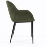 Стул Konna из толстого вельвета темно-зеленого цвета со стальными ножками с черной отделкой