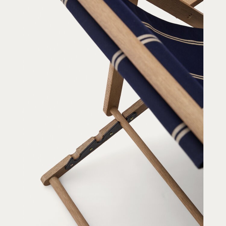 Vilara Складной шезлонг для улицы в полоску синего и бежевого цвета