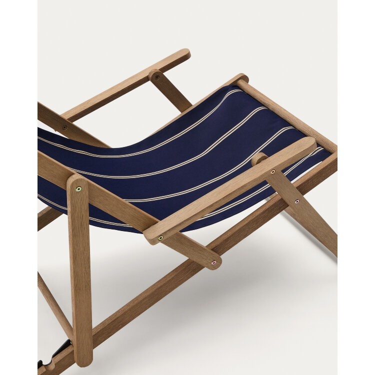 Vilara Складной шезлонг для улицы в полоску синего и бежевого цвета
