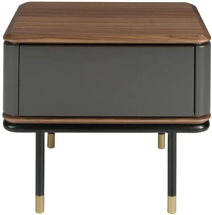 Прикроватная тумбочка 7170/CP2308H из темно-серого дерева с ореховым топом