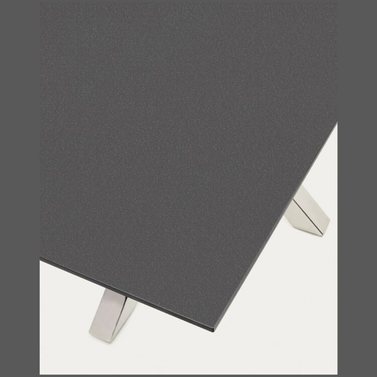 Стол ARYA Argo из матового черного стекла и нержавеющей стали