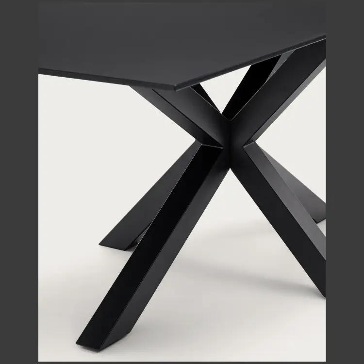 Argo Стол обеденный с черными ножками из стали и столешницей из черного стекла 180x100