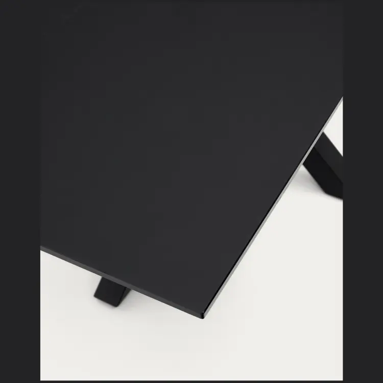 Argo Стол обеденный с черными ножками из стали и столешницей из черного стекла 180x100