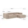 Диван 3-х местный Blok с правым шезлонгом бежевый 300 см