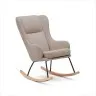 Maustin Кресло-качалка из бежевой овчины со стальной конструкцией и деревом бука
